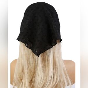 New Head Scarf Headband, Black, Lace Hair Scarf Bandana Headband. NWOT